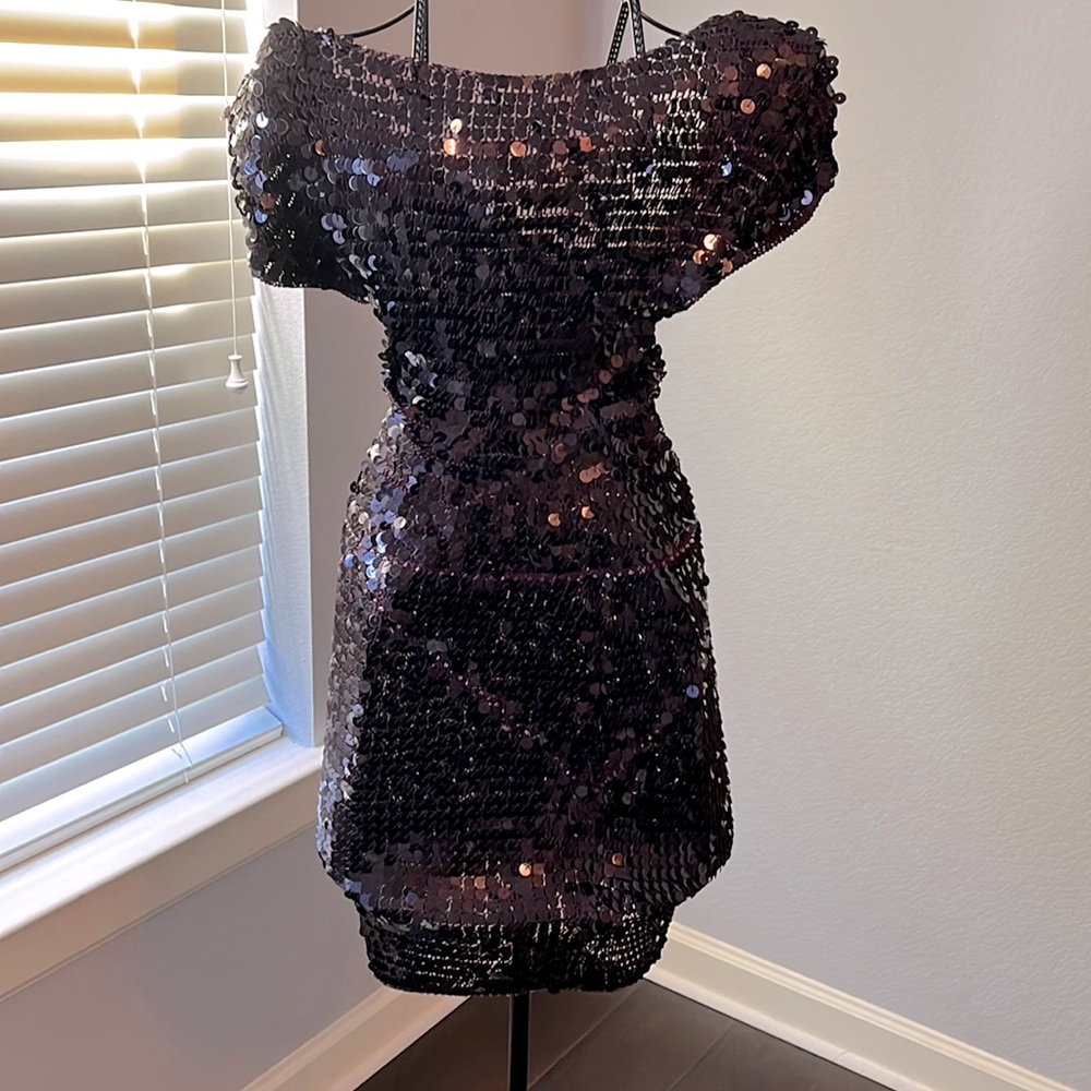 French connection. Full sequined dark purple dress.